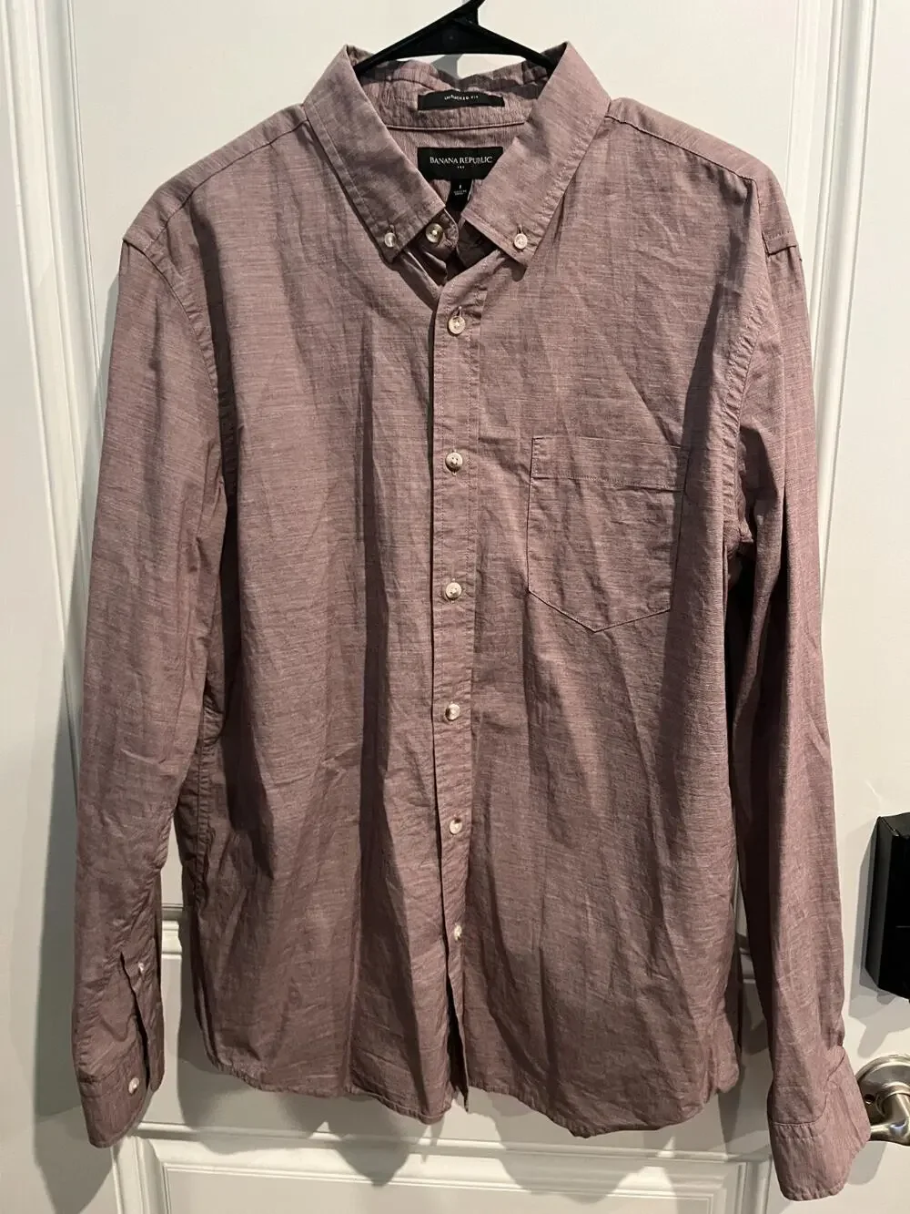 Banana Republic Men's Untucked Fit Red Oxford Button Down Shirt Size Large